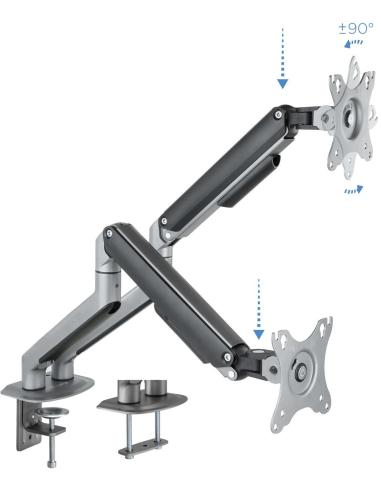 TooQ DB4132TNR-G Soporte de Mesa para 2 Monitores/TVs 17"-32" Máx. 9Kg cada Brazo Negro
