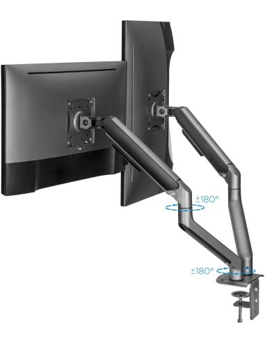 TooQ DB4132TNR-G Soporte de Mesa para 2 Monitores/TVs 17"-32" Máx. 9Kg cada Brazo Negro