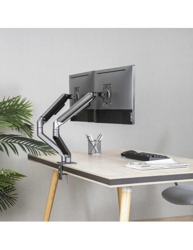 TooQ DB4132TNR-G Soporte de Mesa para 2 Monitores/TVs 17"-32" Máx. 9Kg cada Brazo Negro