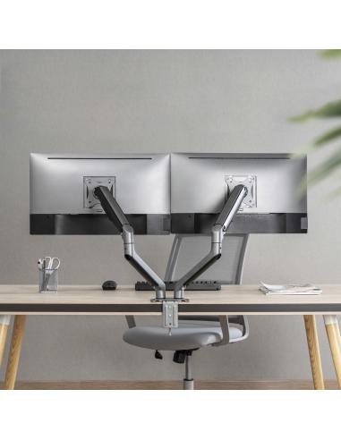 TooQ DB4132TNR-G Soporte de Mesa para 2 Monitores/TVs 17"-32" Máx. 9Kg cada Brazo Negro
