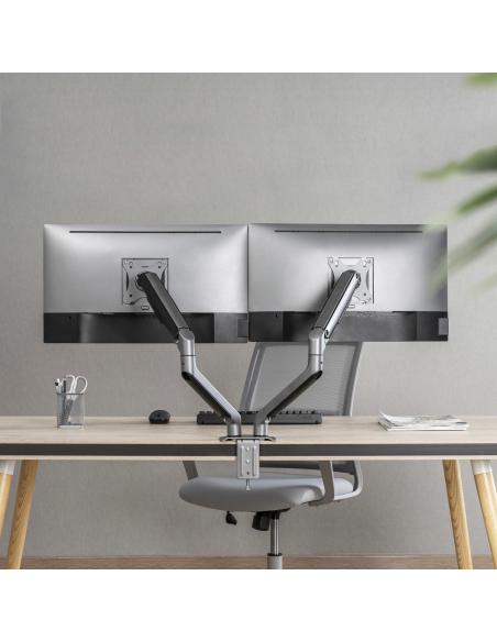 TooQ DB4132TNR-G Soporte de Mesa para 2 Monitores/TVs 17"-32" Máx. 9Kg cada Brazo Negro