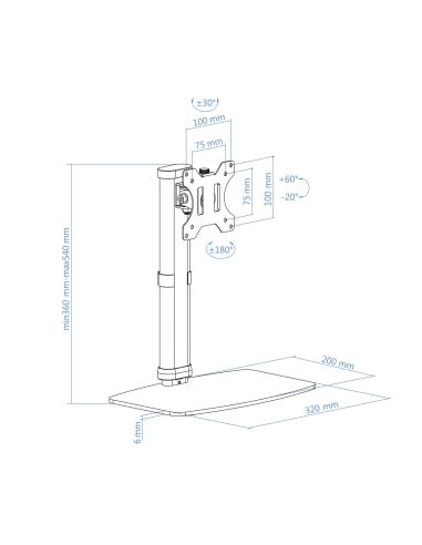 TooQ DB1127TN-W Soporte de Mesa 17-27" Máx. 6Kg Blanco