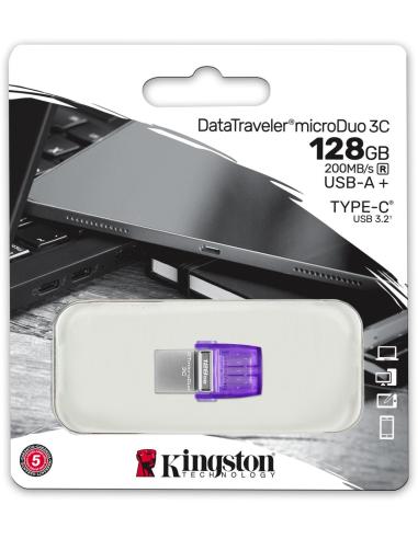 Kingston DataTraveler microDuo 3C 128 GB USB-C/A 3.2 Gen 1 (3.1 Gen 1) Púrpura