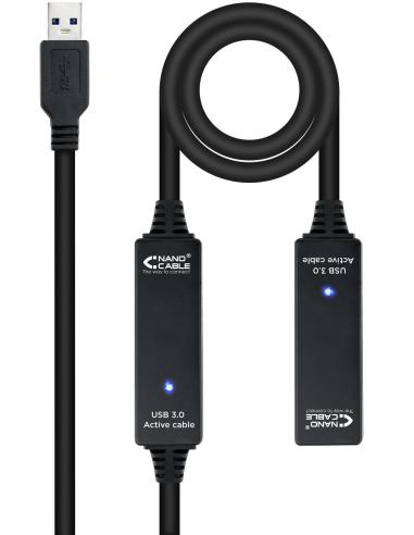 Nanocable 10.01.0313 Prolongador Amplificado USB A 3.0 a USB A Macho/Hembra 15M Negro