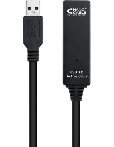 Nanocable 10.01.0313 Prolongador Amplificado USB A 3.0 a USB A Macho/Hembra 15M Negro