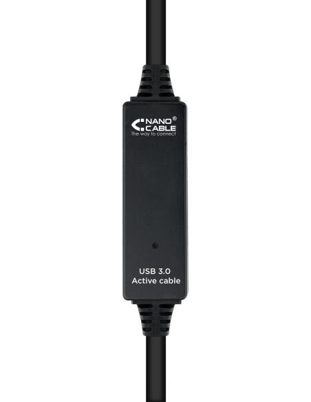 Nanocable 10.01.0313 Prolongador Amplificado USB A 3.0 a USB A Macho/Hembra 15M Negro