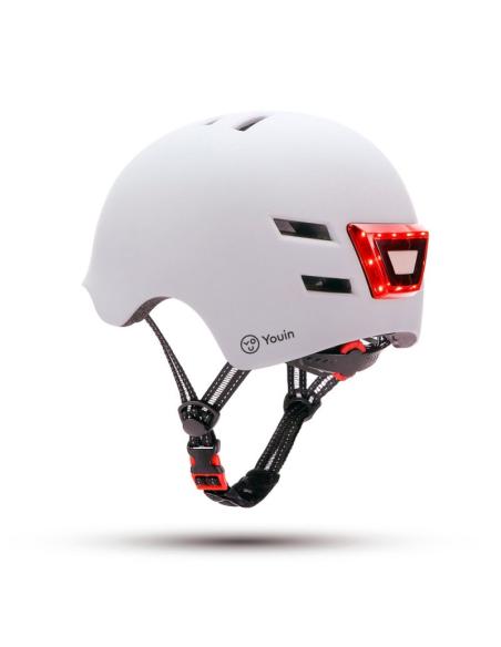 YOUIN Casco con LED frontal/trasero BLANCO talla M