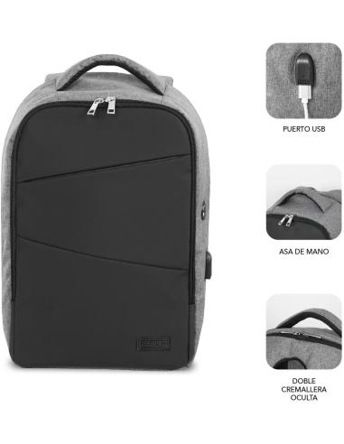 Subblim SUBBP-3SA1100 Mochila para Portátiles hasta 16" Negra y Gris
