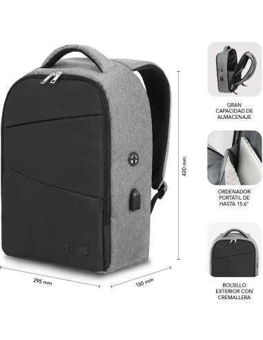 Subblim SUBBP-3SA1100 Mochila para Portátiles hasta 16" Negra y Gris