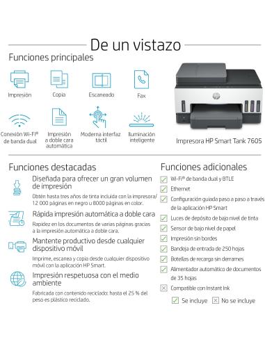 HP Smart Tank 7605 Impresora Multifunción Color WiFi Dúplex Fax
