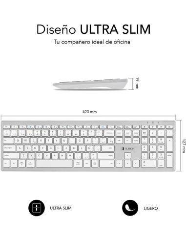 Subblim Pure Extended SUBKB-2PUE200 Teclado inalámbrico Bluetooth Plata