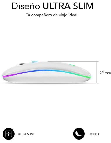 Subblim SUBMO-LDFLAT2 Ratón Inalámbrico RGB Blanco
