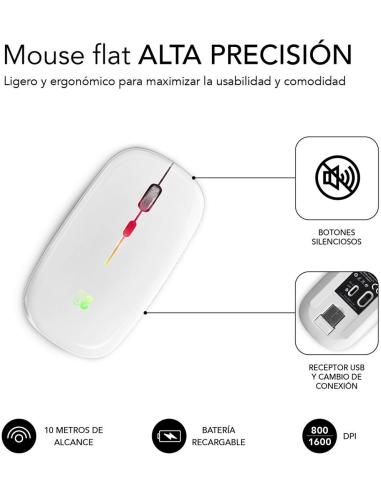 Subblim SUBMO-LDFLAT2 Ratón Inalámbrico RGB Blanco