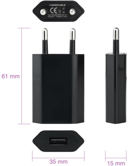 Nanocable 10.10.2002 Cargador USB 2.0 5W Negro