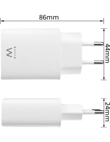 Ewent EW1320 Cargador de Pared USB-C 20W Carga Rápida Blanco