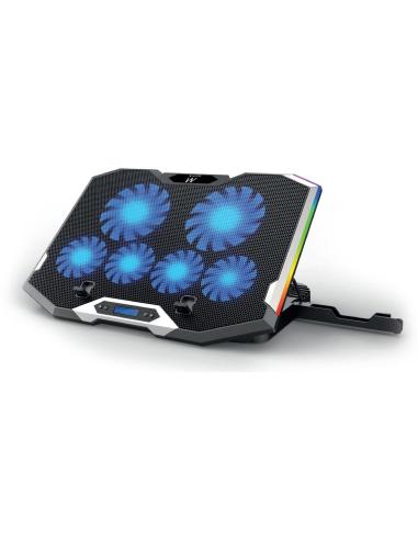 Ewent EW1260 Soporte Refrigerador RGB Multiángulo para Portátiles con 6 Ventiladores de Velocidad Ajustable