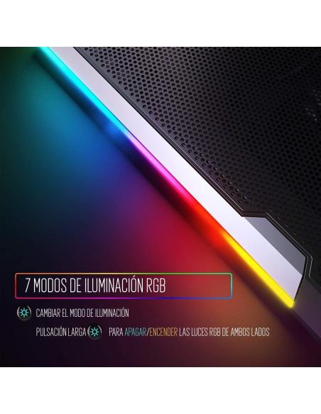 Ewent EW1260 Soporte Refrigerador RGB Multiángulo para Portátiles con 6 Ventiladores de Velocidad Ajustable