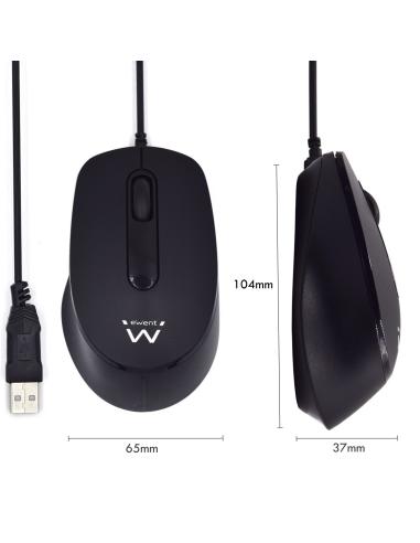 Ewent EW3159 Ratón con Click Silencioso 1000DPI Negro
