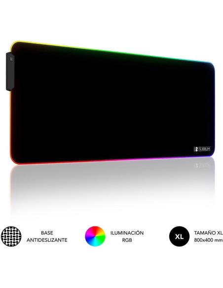 Subblim SUBMP-02RGB01 Alfombrilla Gaming XL RGB Negra