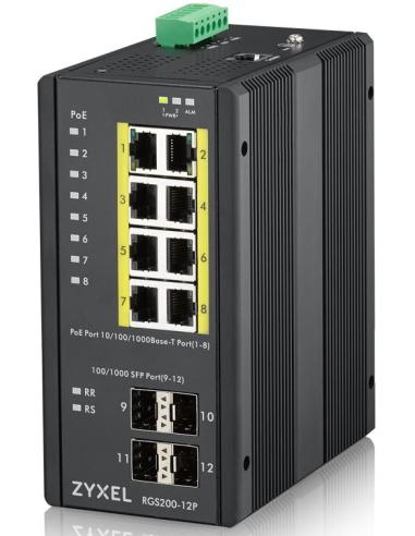 Zyxel RGS20012P Switch 8 Puertos Ethernet + 4 Puertos SFP PoE