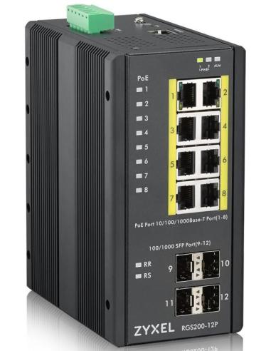 Zyxel RGS20012P Switch 8 Puertos Ethernet + 4 Puertos SFP PoE