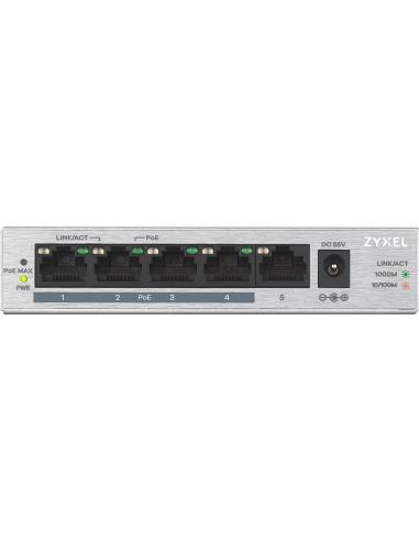 Zyxel GS1005HP Switch PoE+ 5 Puertos Gigabit Ethernet Plata