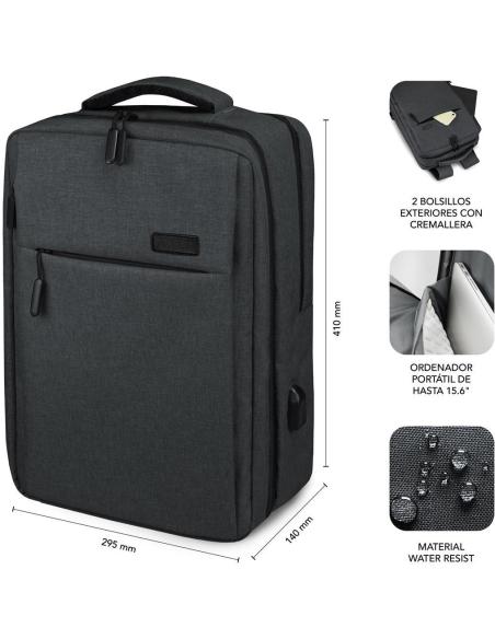 Subblim Traveller Airpadding Mochila para Portátil 15.6" Gris Oscuro