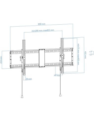 TooQ LP4391T-B Soporte de Pared Inclinable para Monitor/TV 43"-90" Máx. 70Kg Negro