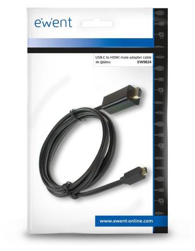 Ewent EW9824 Adaptador de Imagen USB-C a HDMI 4K 2M Negro