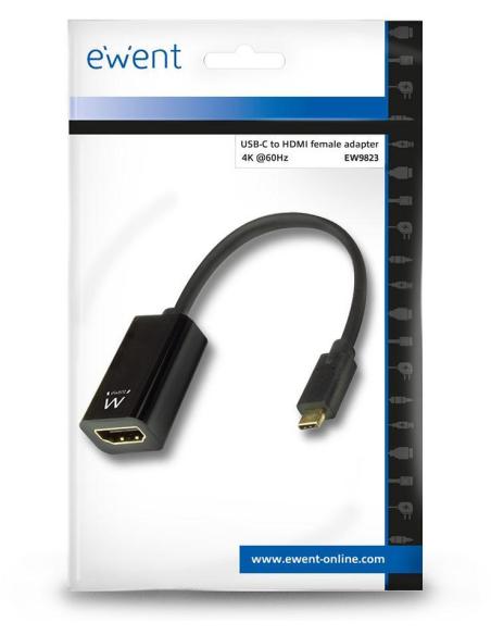 Ewent EW9823 Adaptador de imagen USB-C a HDMI 4K Hembra Negro