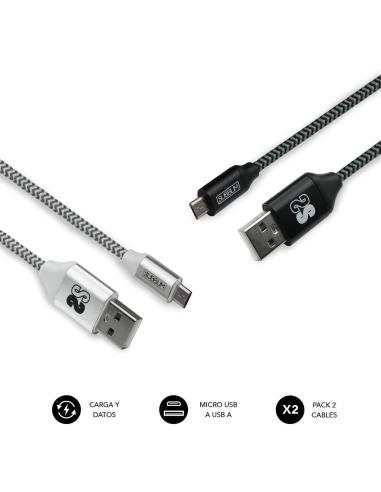 Subblim SUB-CAB-1MU001 Pack de 2 Cables USB-A a MICRO USB 1M Negro/Plata