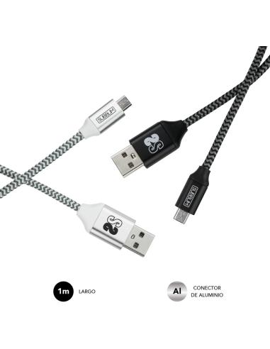 Subblim SUB-CAB-1MU001 Pack de 2 Cables USB-A a MICRO USB 1M Negro/Plata