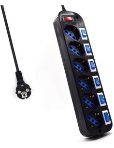 Ewent EW3851 Regleta con 6 tomas Schuko 3500W 15 m-1341835