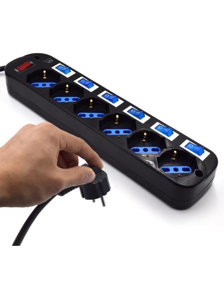 Ewent EW3851 Regleta con 6 tomas Schuko 3500W 15 m