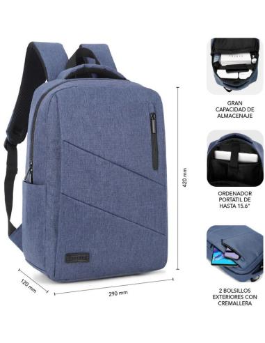 Subblim City Backpack Mochila para Portátil hasta 15.6" Azul