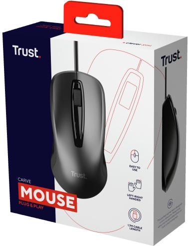 Trust Carve Ratón Óptico USB 1200 DPI Negro