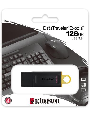 Kingston DataTraveler Exodia 128 GB USB 3.2 Gen 1 (3.1 Gen 1) Negro y Amarillo
