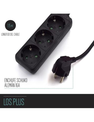 Ewent EW3959 Regleta 3xSchuko Negra