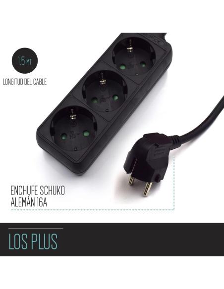 Ewent EW3959 Regleta 3xSchuko Negra