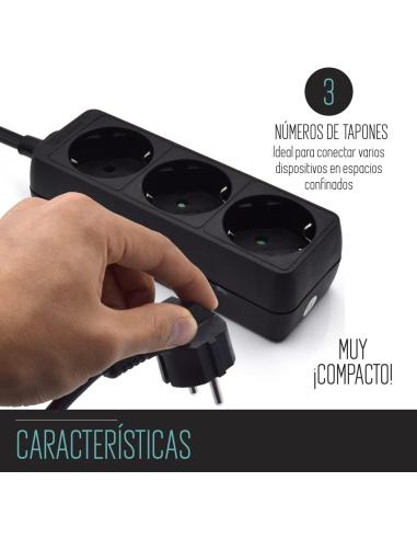 Ewent EW3959 Regleta 3xSchuko Negra