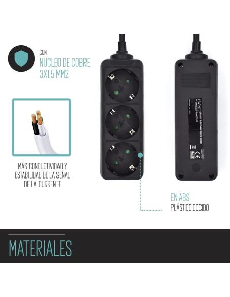 Ewent EW3959 Regleta 3xSchuko Negra