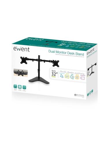 Ewent EW1536 Soporte de Mesa para 2 Monitores 13 - 32" Máx. 8Kg Negro