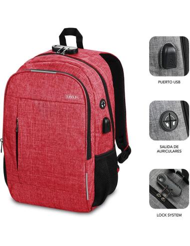 Subblim Urban Lock Mochila para Portátil 16" Rojo
