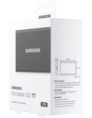 Samsung T7 Touch Disco Duro Externo SSD 2TB USB 3.2 Gris