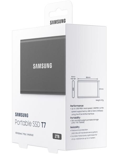 Samsung T7 Touch Disco Duro Externo SSD 2TB USB 3.2 Gris
