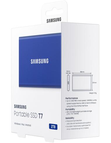 Samsung T7 Disco Duro SSD PCIe NVMe USB 3.2 2TB Azul