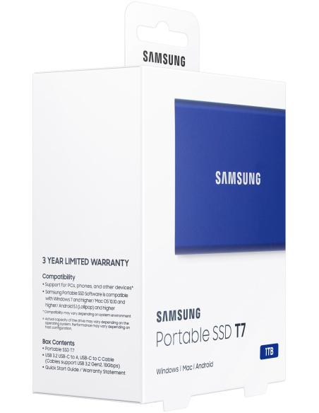 Samsung T7 Disco Duro SSD PCIe NVMe USB 3.2 1TB Azul