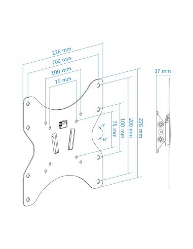 TooQ LP1342T-B Soporte de Pared Inclinable para Monitor/TV 23 - 42" Máx. 37Kg