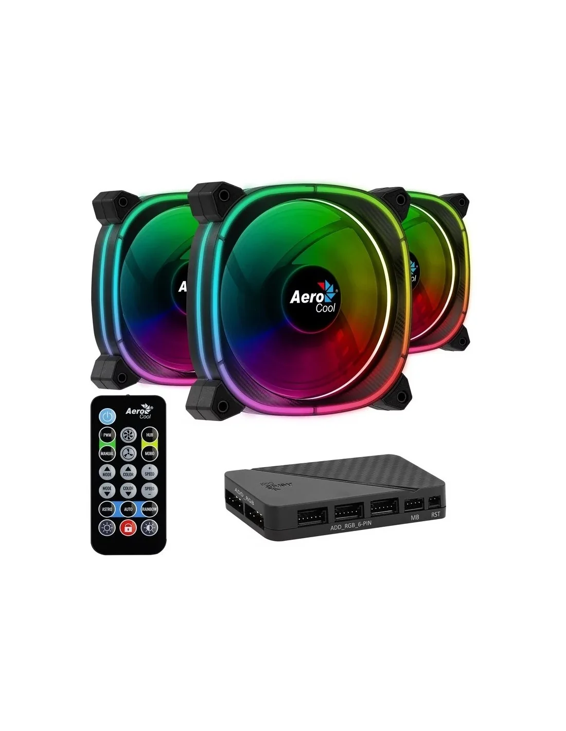 Aerocool Astro 12 Pro RGB Pack 3 Ventiladores Suplementarios 120mm