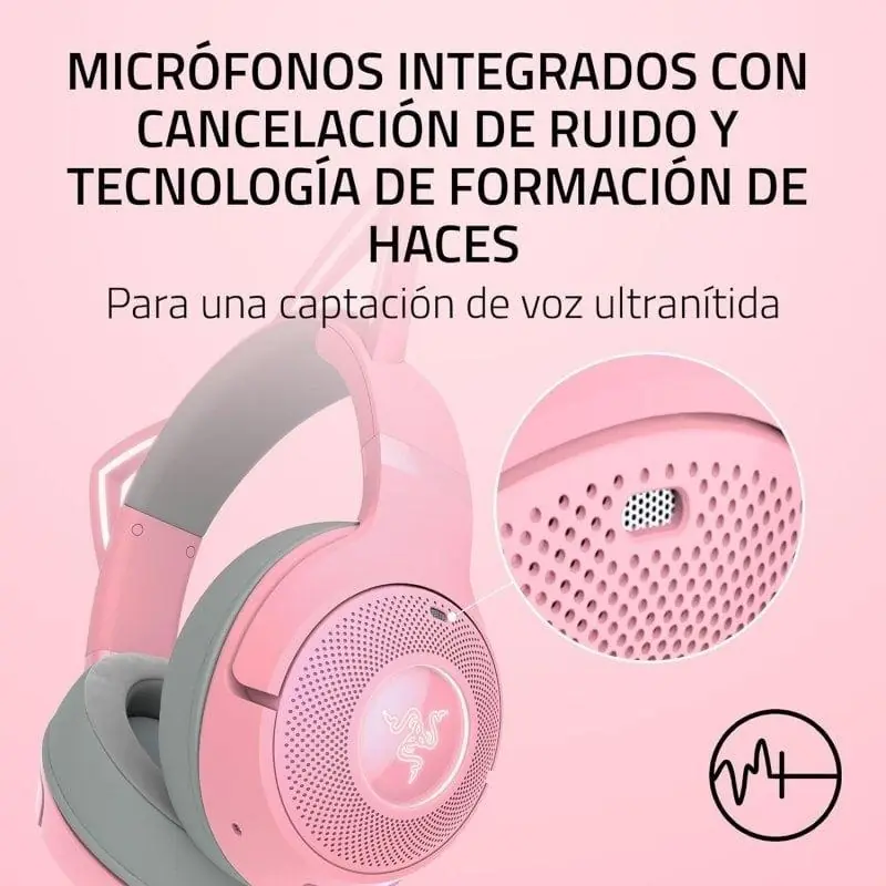 Kraken Kitty BT V2 Quartz Edition Auriculares RGB Gaming Inalámbricos Rosas